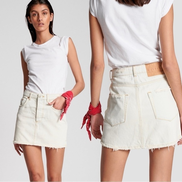One Teaspoon Brando 2020 Mini Jean Skirt Size 29 Streetwalker Short Light Wash - Picture 1 of 17